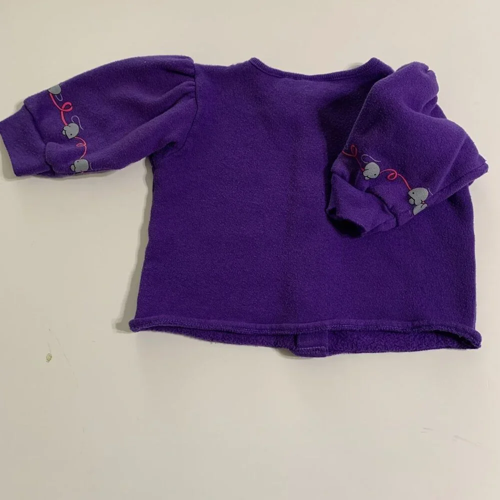 Funkins Girls Cardigan Button Purple Cat Mouse 6mos Vintage